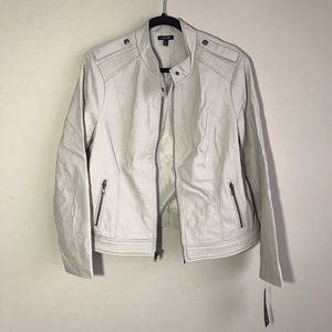 NWT Apt 9 Cream Faux Leather Jacket Size XL
